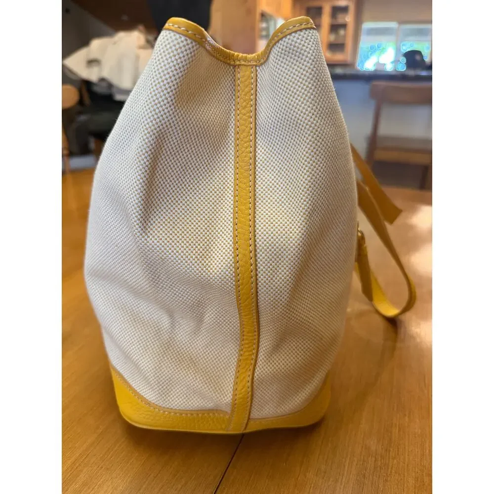 Dooney and Bourke Canvas yellow leather Sunflower large Tote purse cheerful